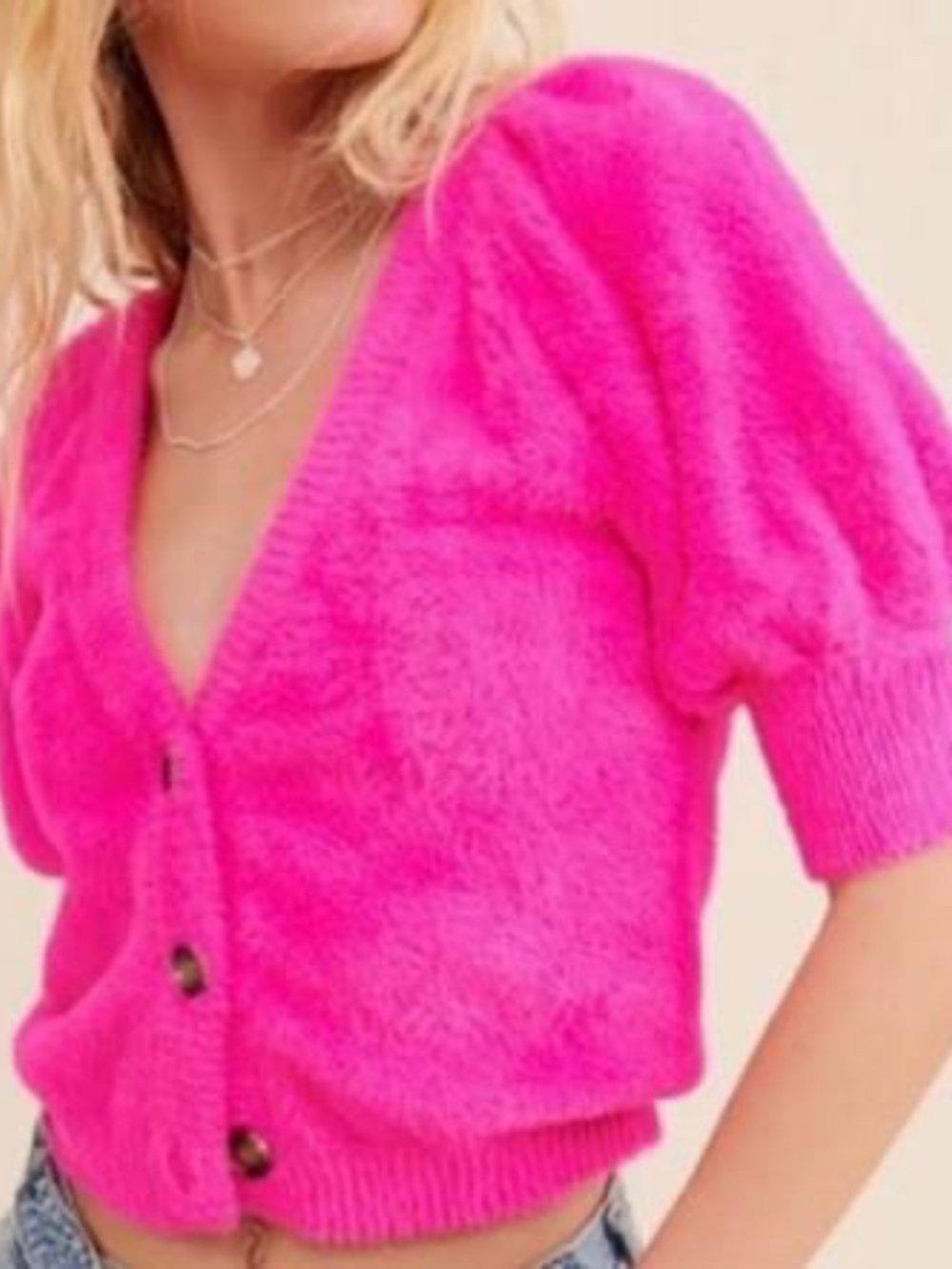 FOR LOVE AND LEMONS FIONA PINK FUZZY CARDIGAN, NWT, XS